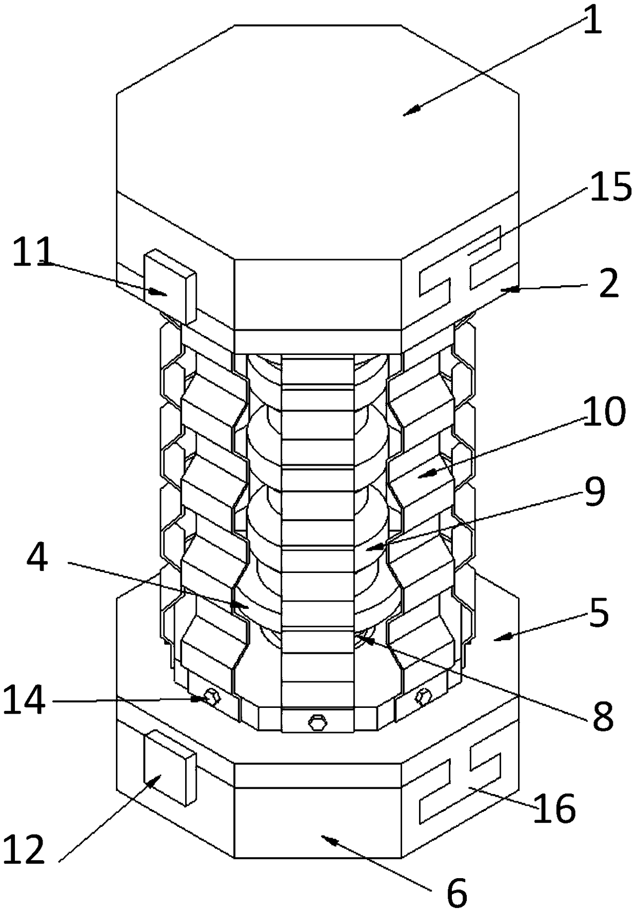 Inward-outward double-bent soft steel transverse-wave vertical-bent buckle damper