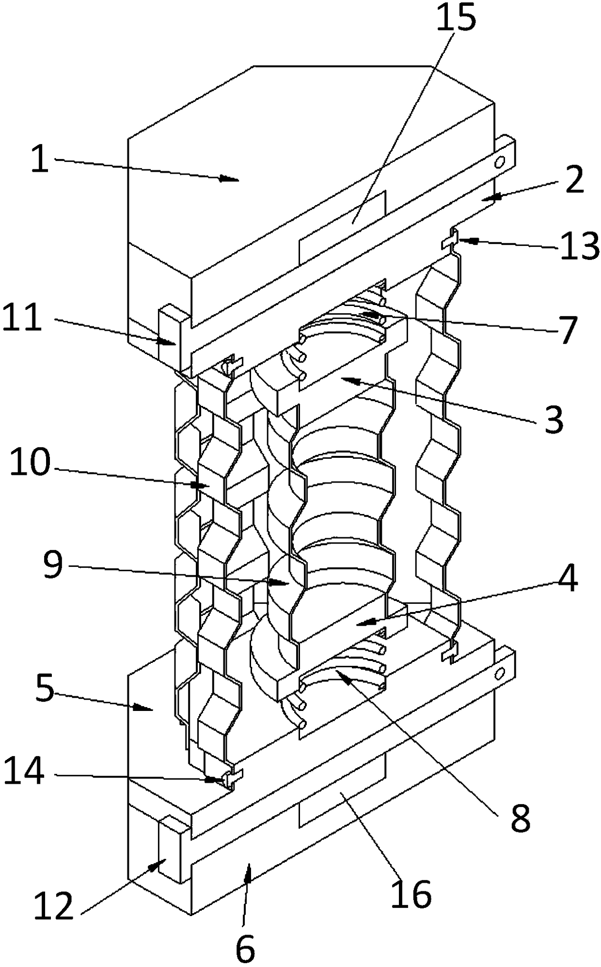 Inward-outward double-bent soft steel transverse-wave vertical-bent buckle damper