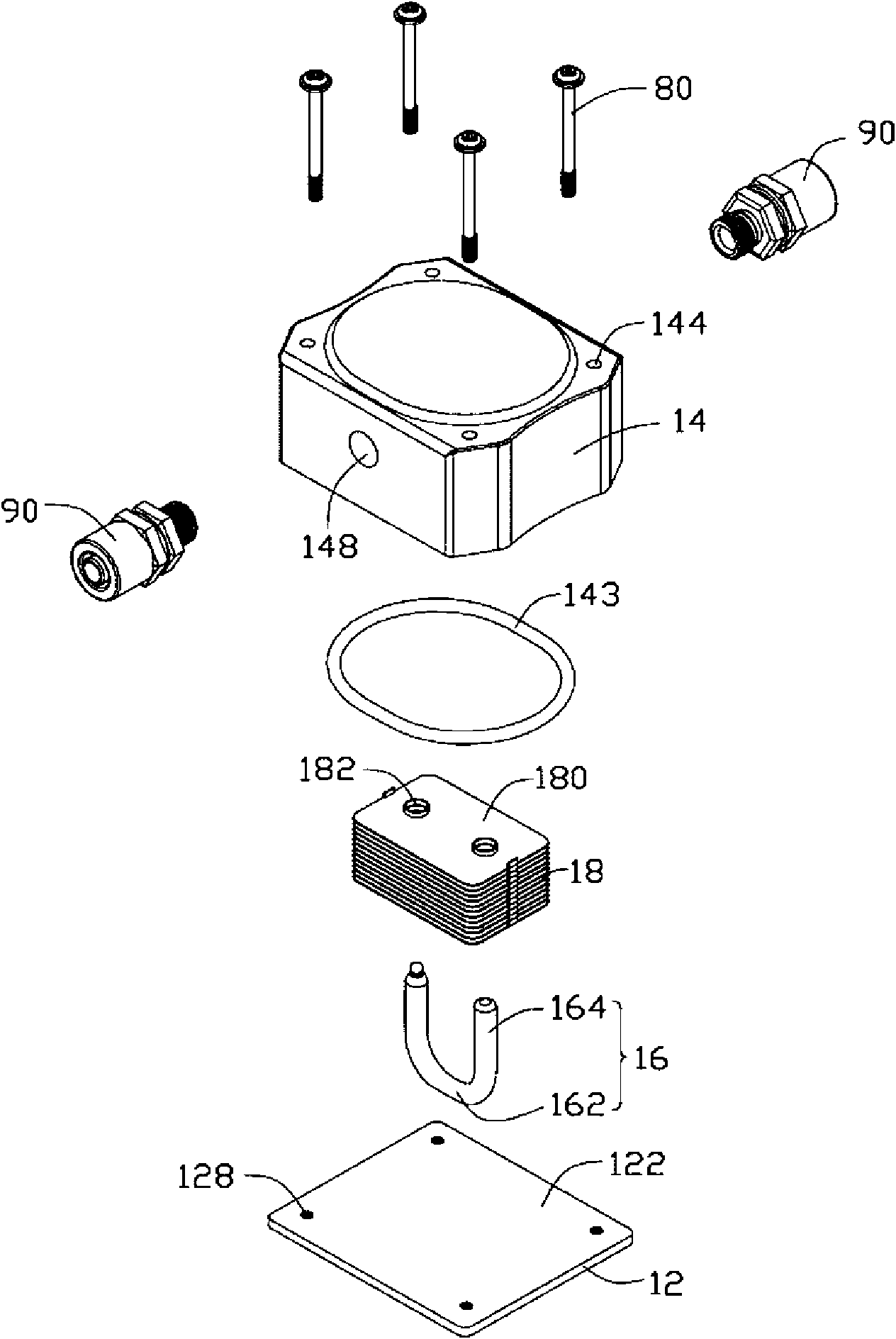 Liquid-cooling heat radiating device