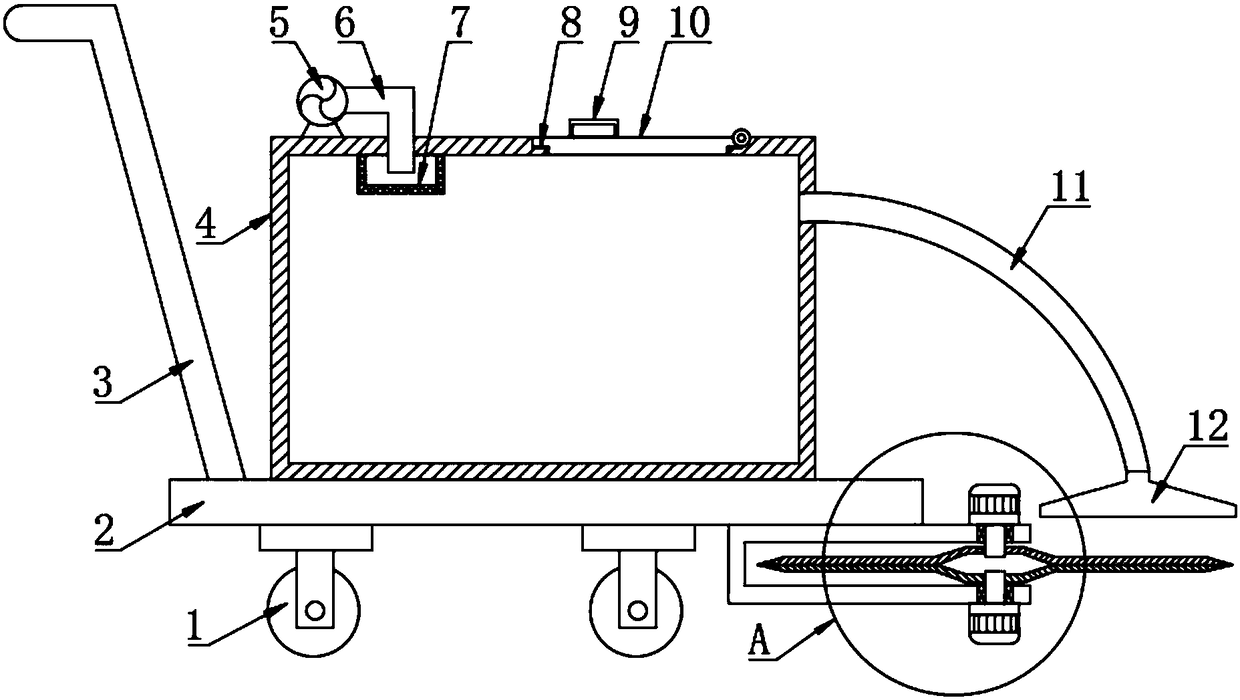 Garden weeding device with cut grass collecting function