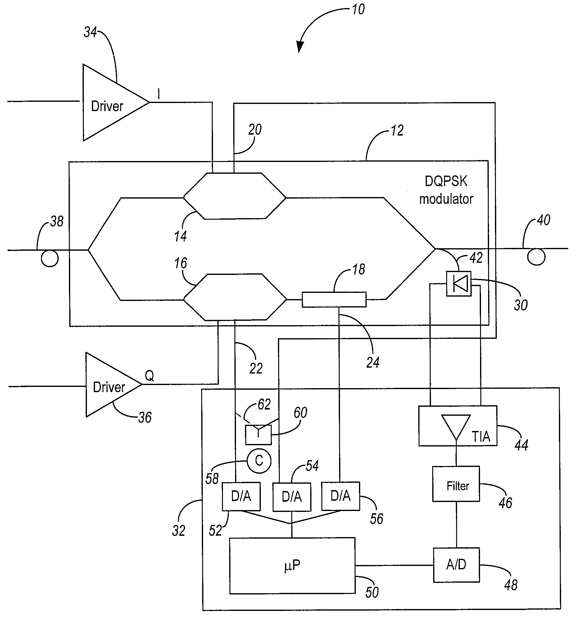 Systems and methods for dqpsk modulator control using selectively inserted dither tone