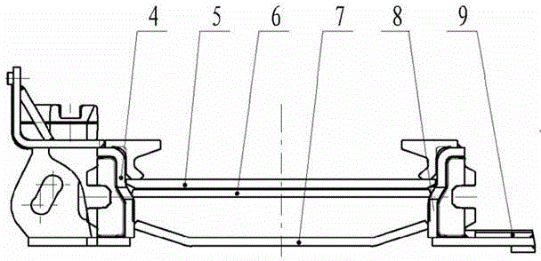 Forge welding double-middle-plate structure chute