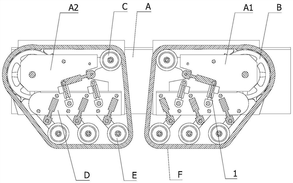 An anti-overturning walking device for forest fire trucks