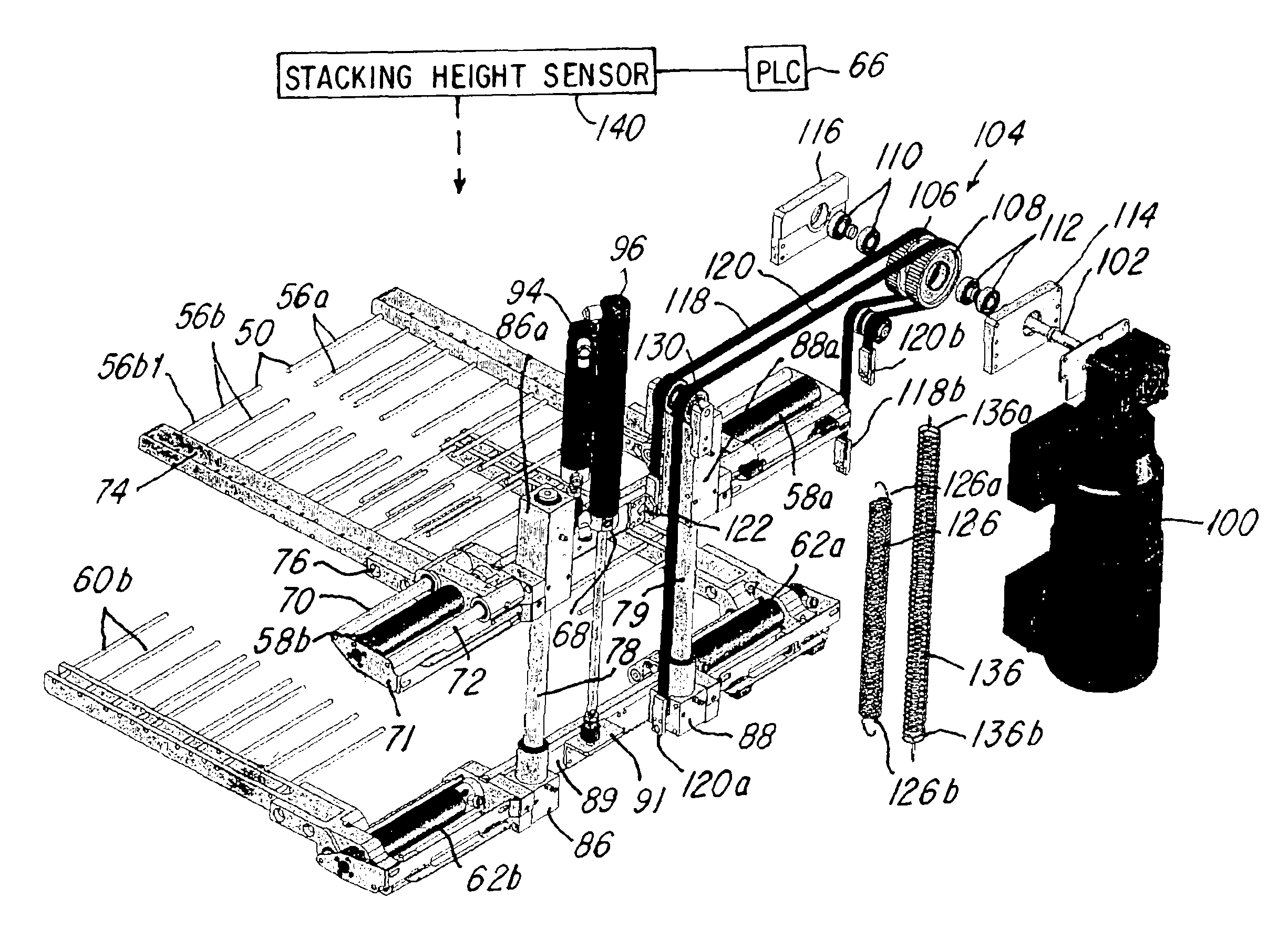 Stacker, stacking system or assembly and method for stacking