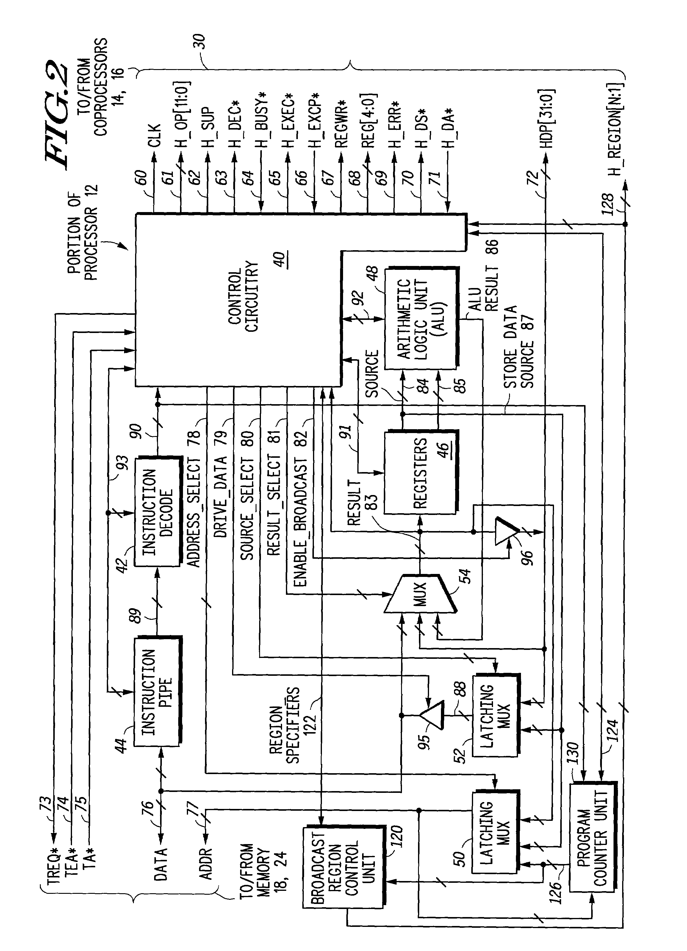 Interfacing a processor to a coprocessor in which the processor selectively broadcasts to or selectively alters an execution mode of the coprocessor