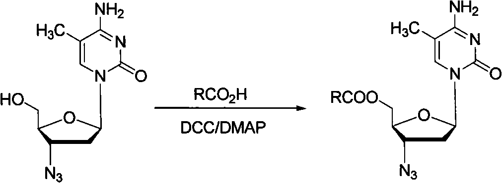 Method for synthesizing higher fatty acid zidovudine ester