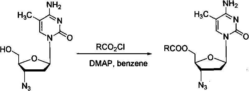 Method for synthesizing higher fatty acid zidovudine ester