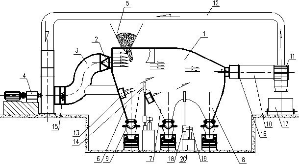 Wind power sorting system for municipal domestic waste