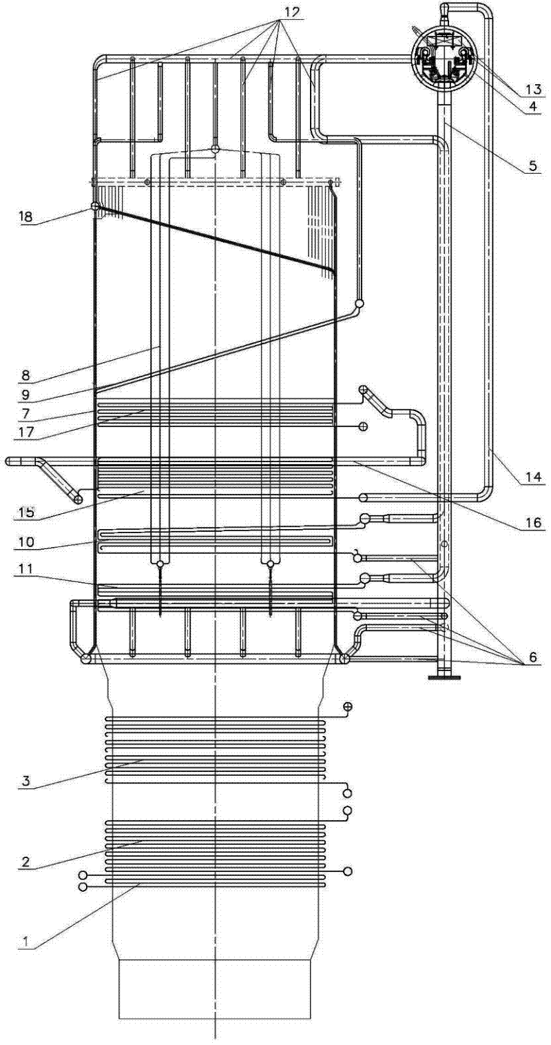 Tamping coke high-pressure high-temperature CDQ (coke dry quenching) waste heat boiler