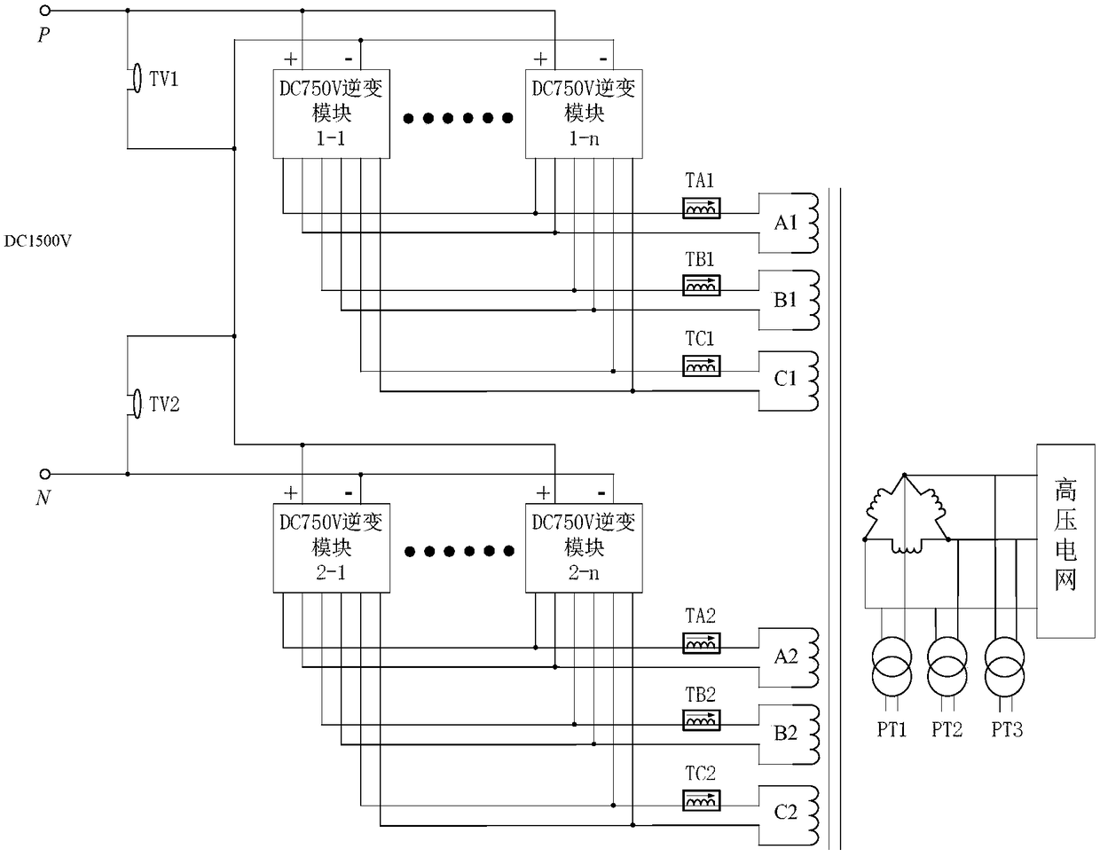 A modular subway energy feedback device based on series and parallel structures