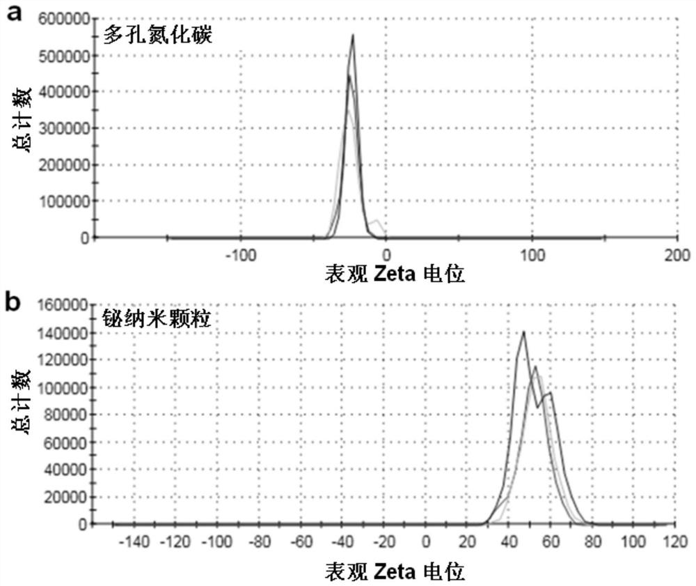 Metal bismuth nanoparticle modified porous carbon nitride composite material and preparation method thereof, and application of metal bismuth nanoparticle modified porous carbon nitride composite material in removing antibiotics in water