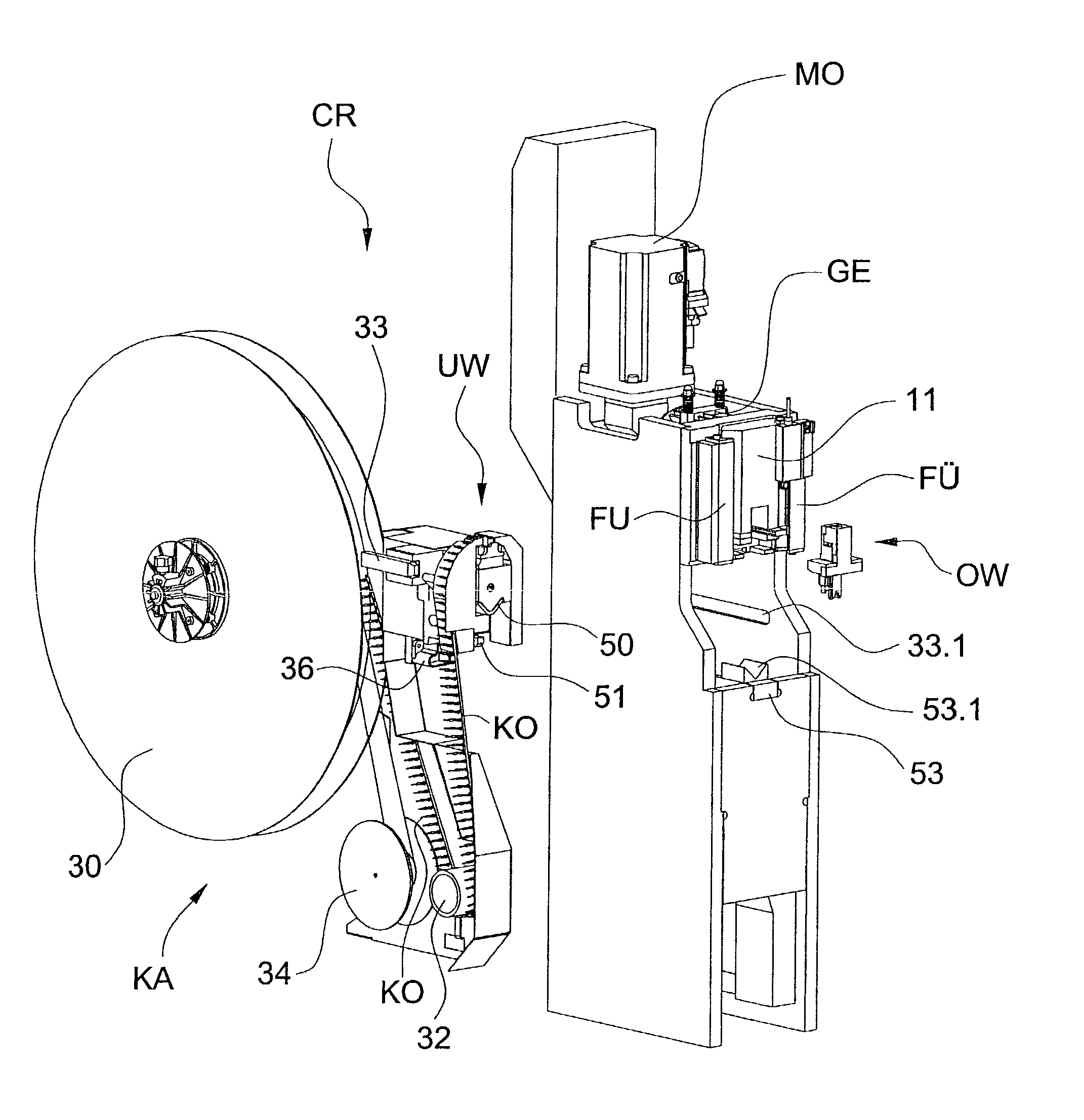 Crimping press with contact feed