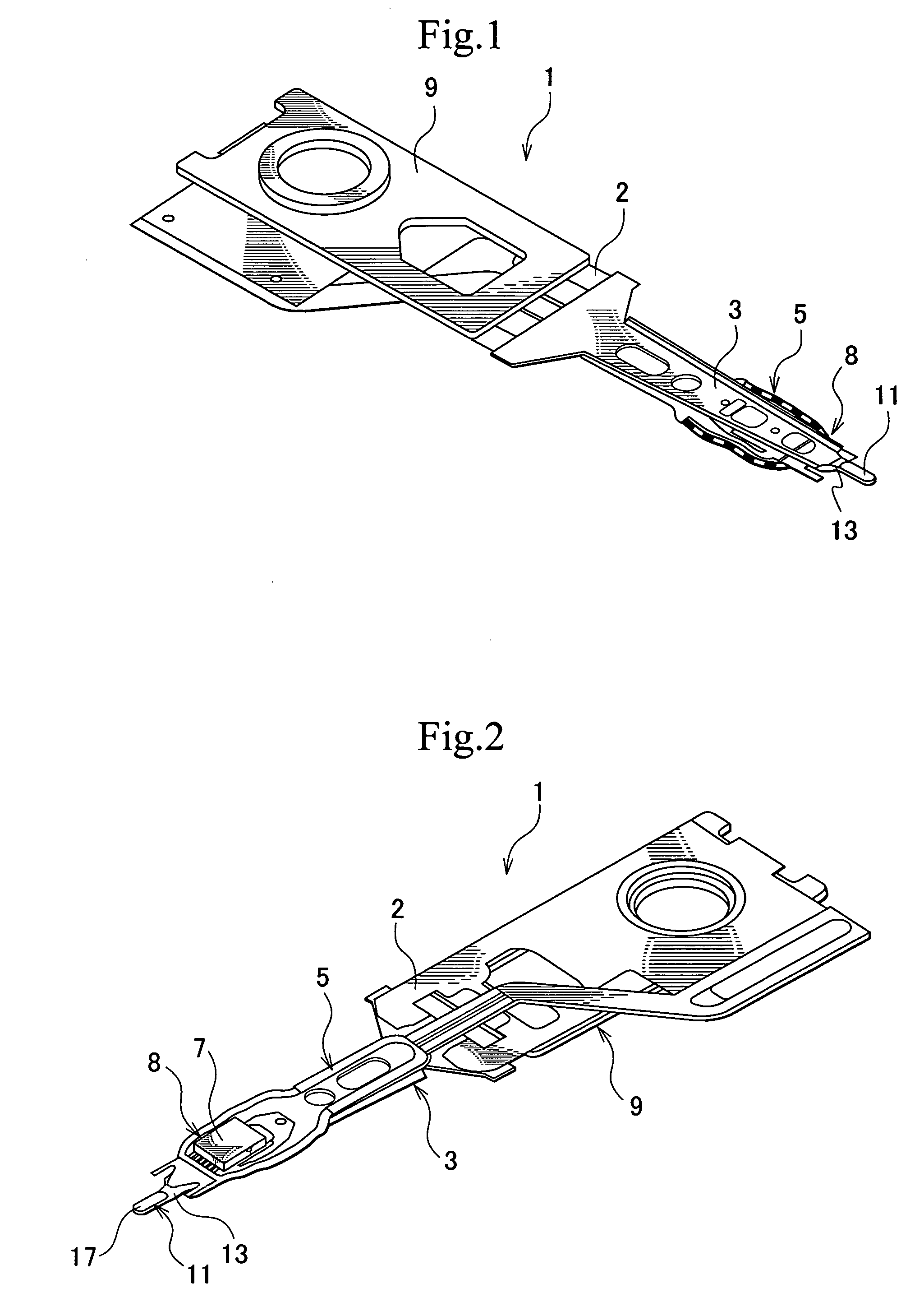 Load/unload-type head suspension and method of processing the same