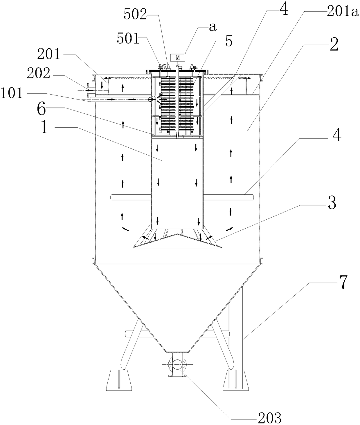 Sewage efficient flocculation clarification device