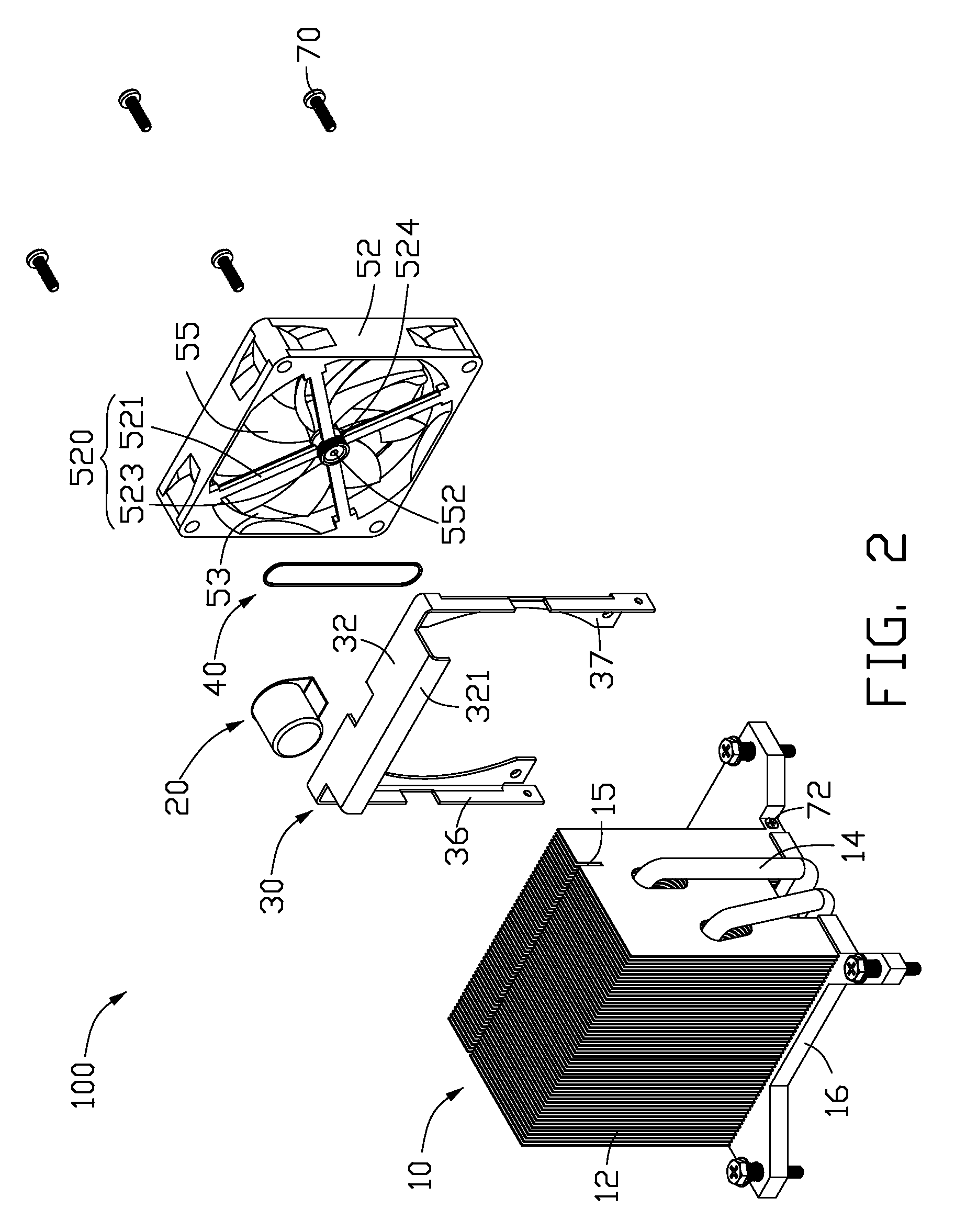 Heat dissipation device and fan assembly thereof