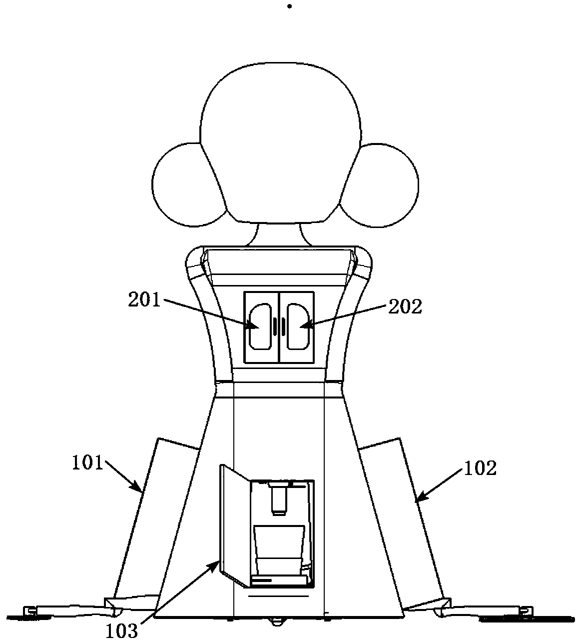 Multifunctional human-shape floor sweeping robot avoiding continually dumping