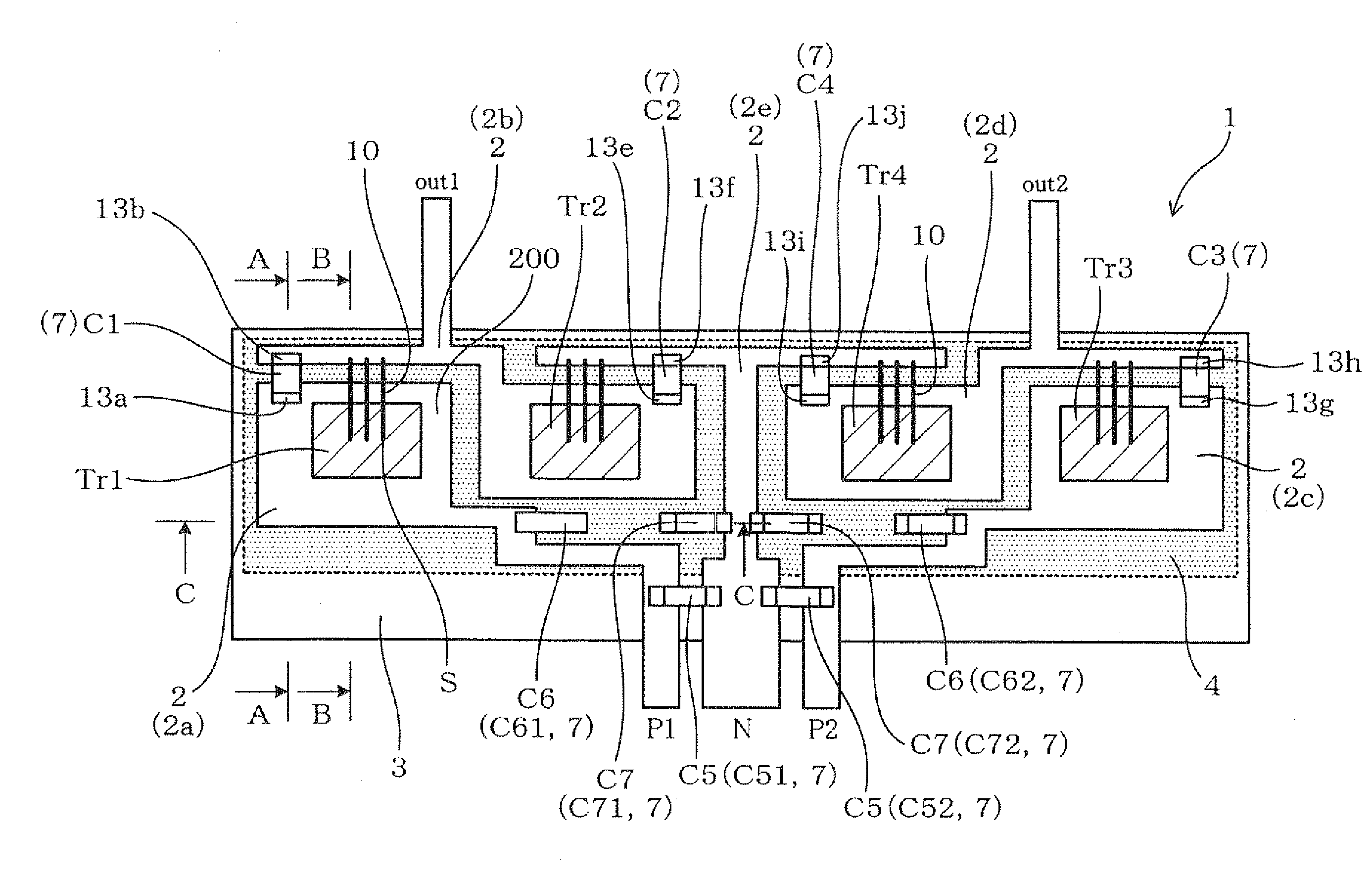 Semiconductor module with electrical switching elements