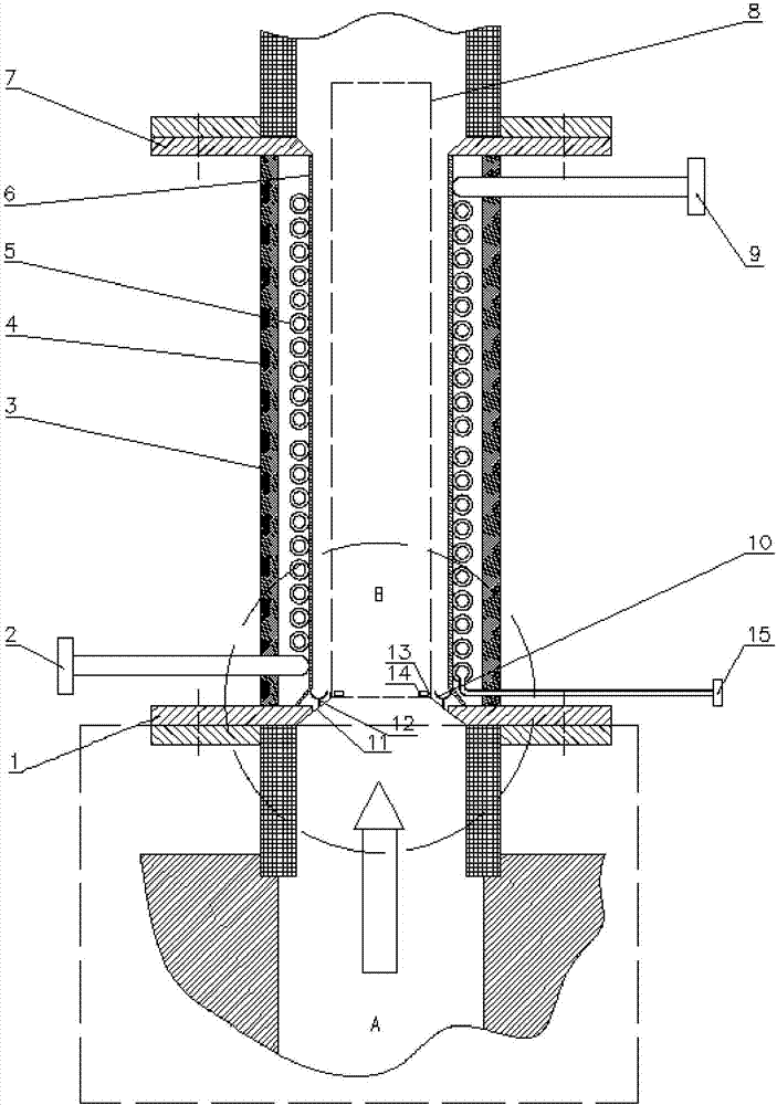 Heat exchanger for raw coke oven gas ascending pipe