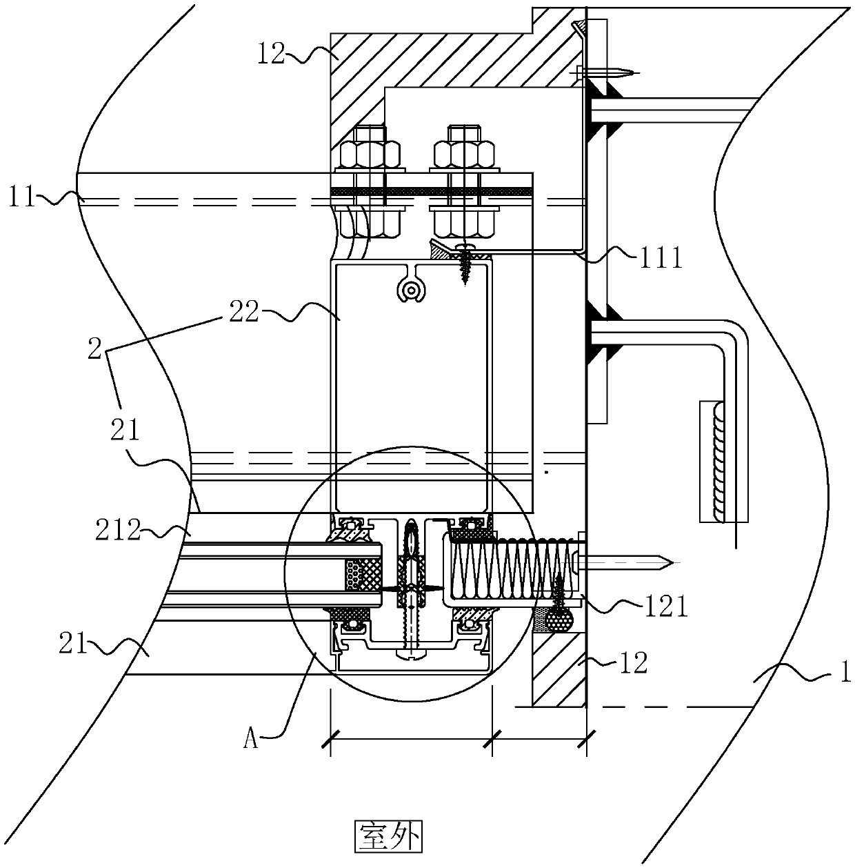 Glass-curtain-wall installing structure and glass-curtain-wall installing method