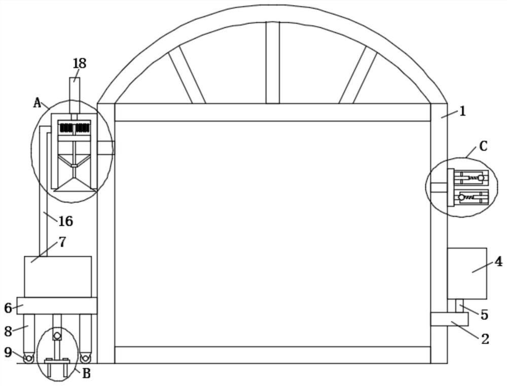 Greenhouse temperature and humidity adjusting equipment based on melon, fruit and vegetable planting