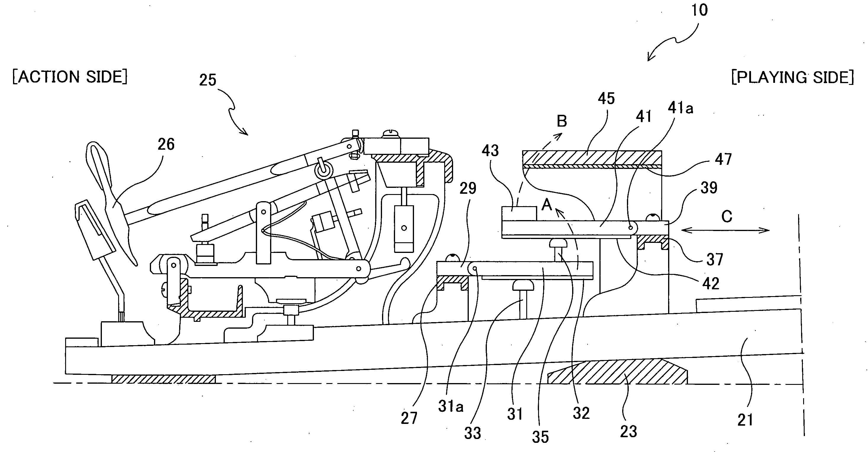 Keystroke device of piano