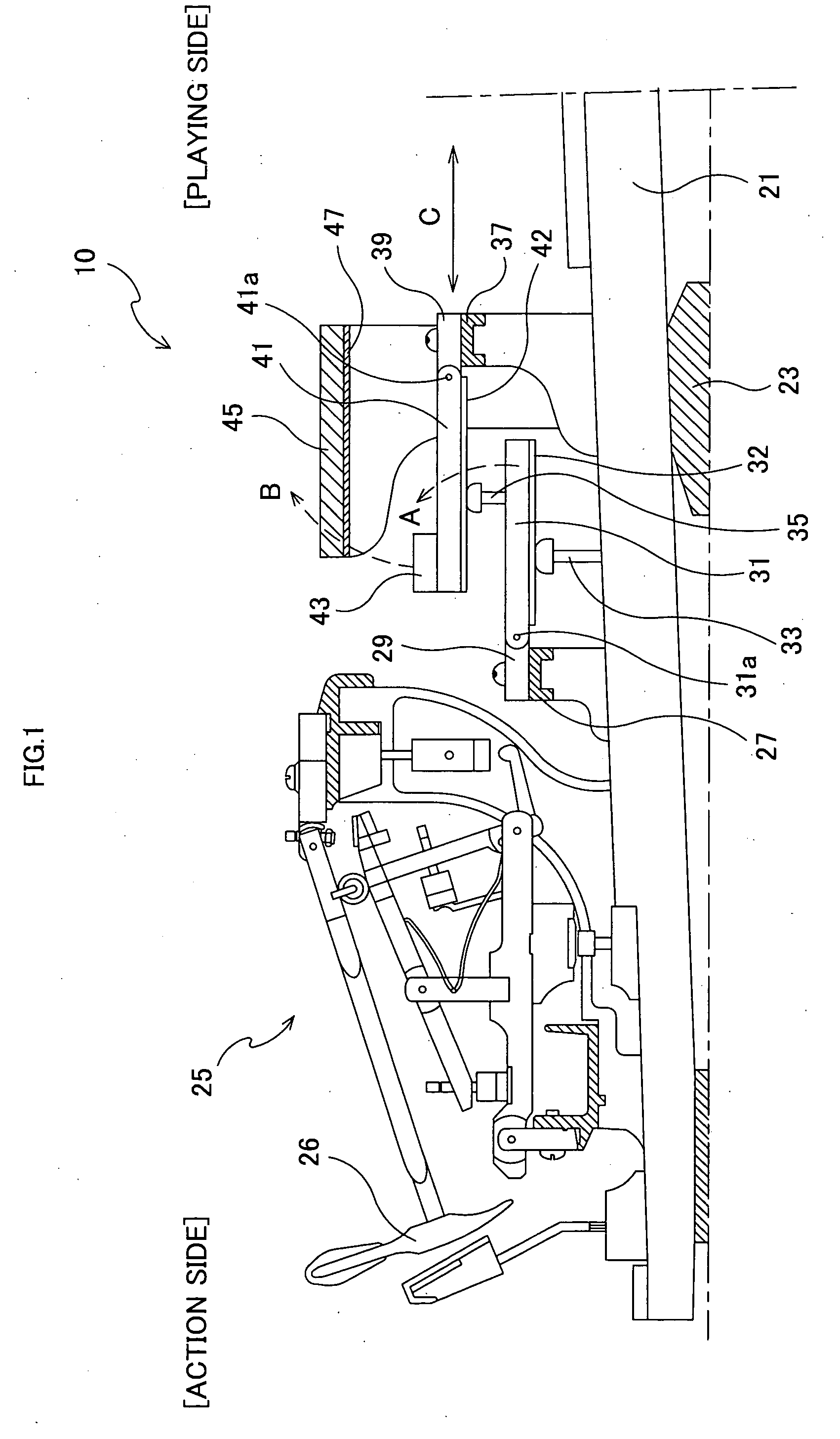 Keystroke device of piano