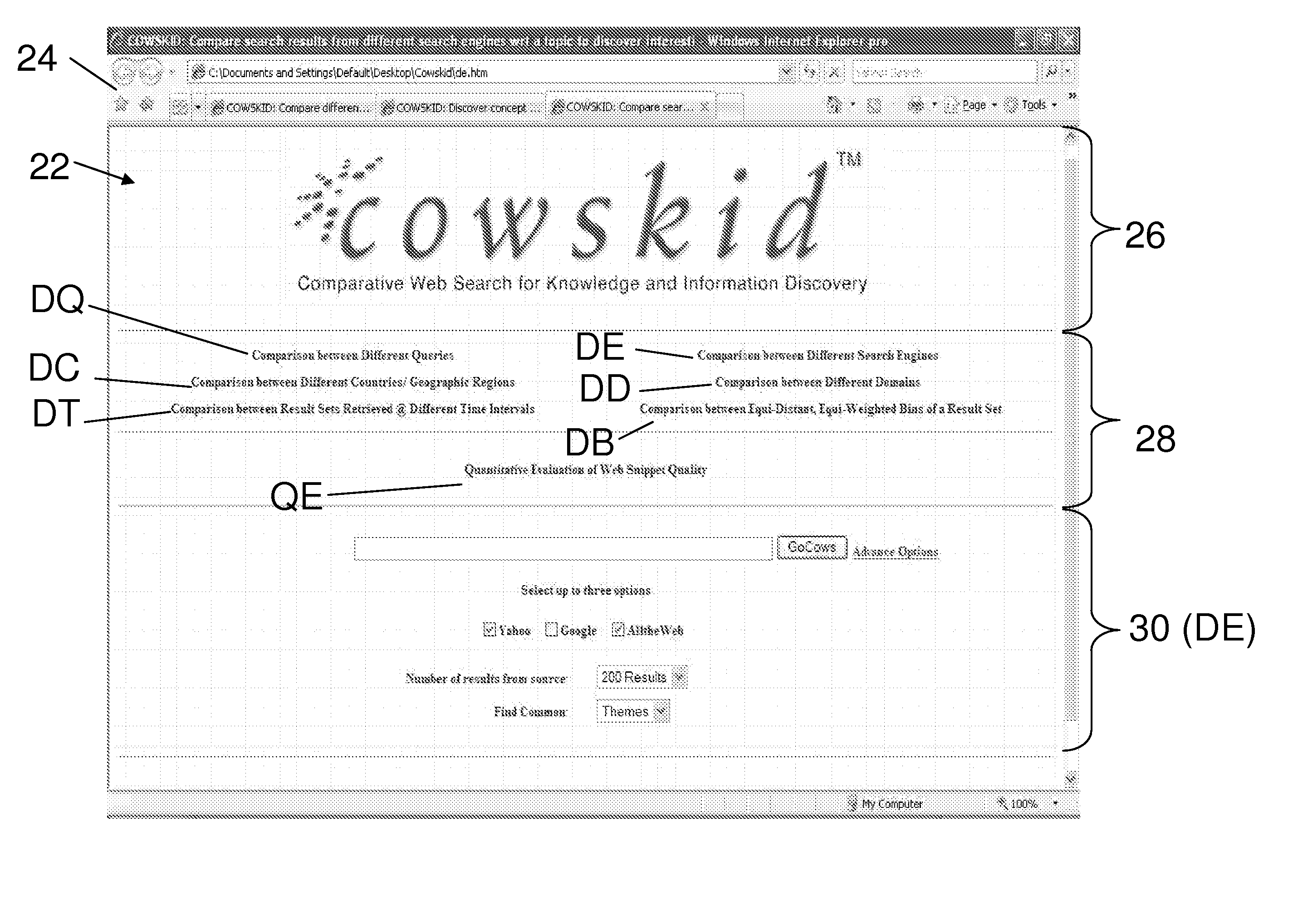 Comparative web search system and method