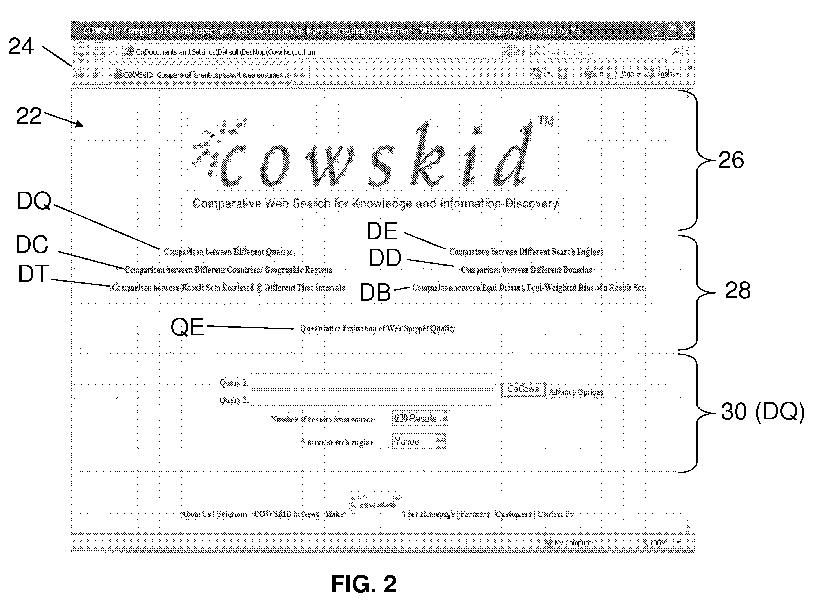 Comparative web search system and method