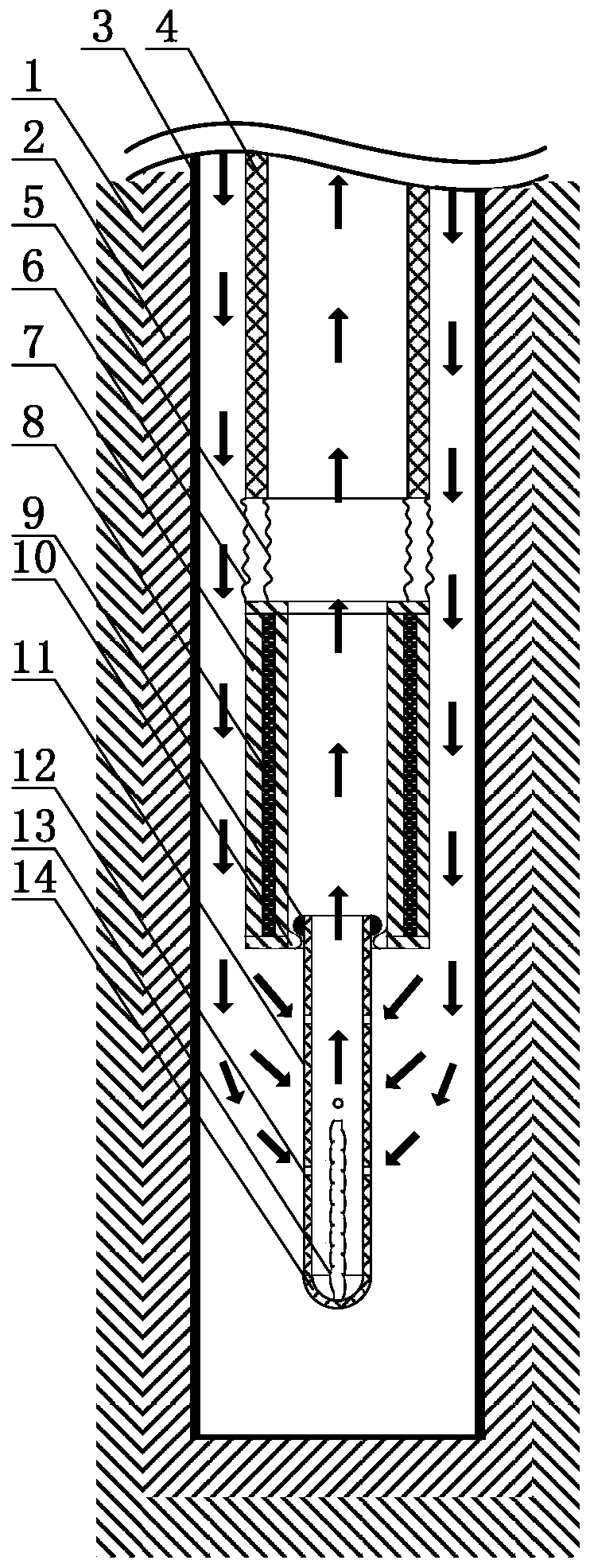 A kind of immersed tube device for middle-deep geothermal well