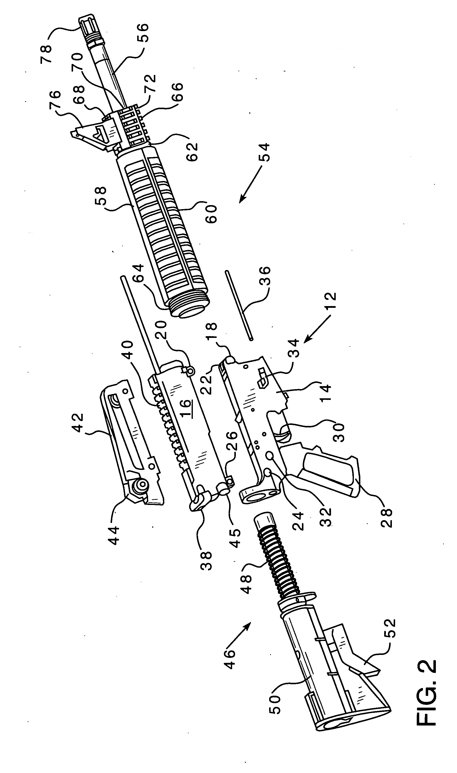 Firearms training simulator simulating the recoil of a convention firearm