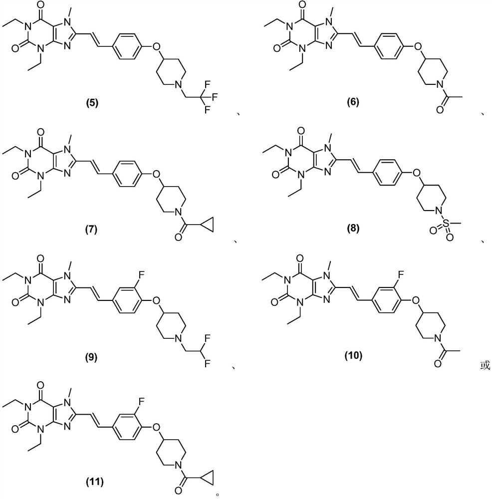 8-substituted styryl xanthine derivative and application thereof