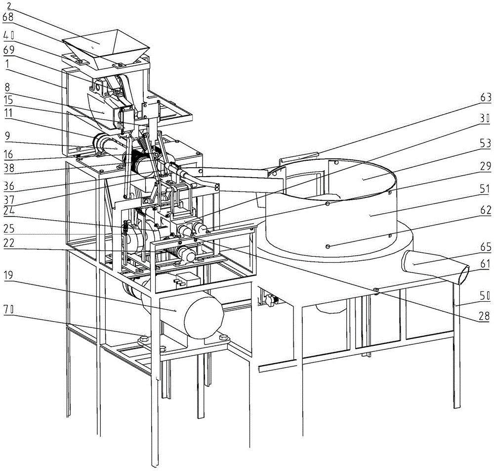 An integrated processing equipment for lotus seeds peeling, removing the core, leaving the core and grinding white