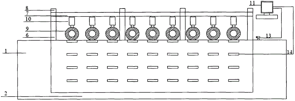 Multi-point excitation type airplane load model testing device and application method thereof