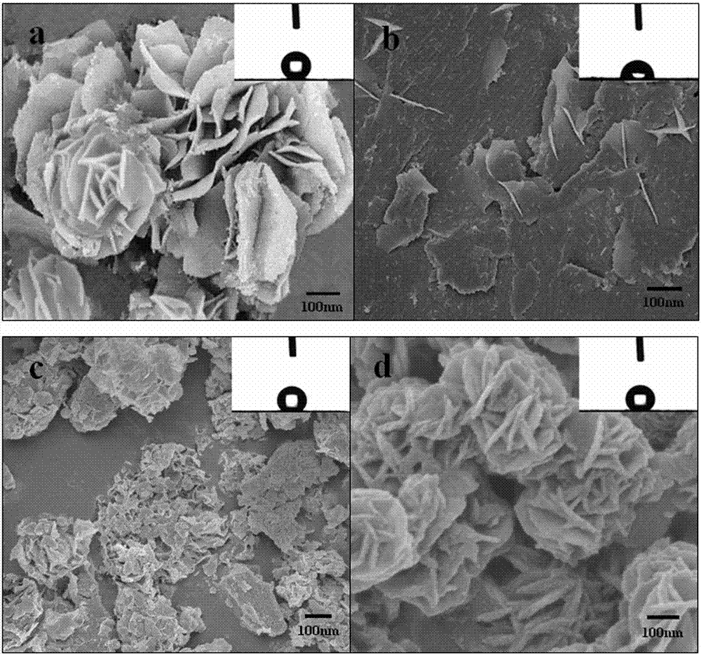 Preparation method of hydrophobic material with surface modified by Fe3O4 nanoflower