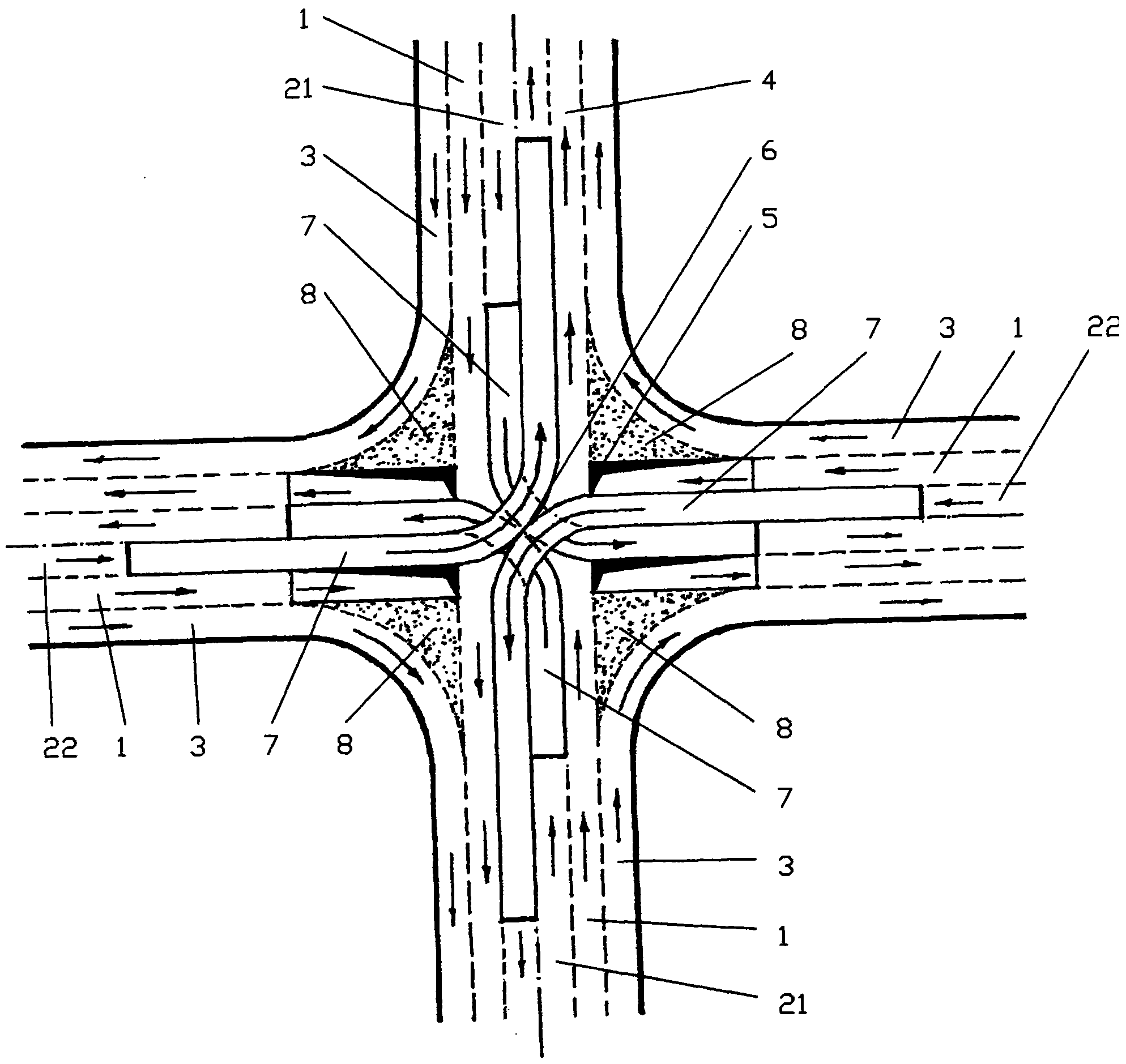 Convenient and smooth flyover crossroad traffic building without traffic light