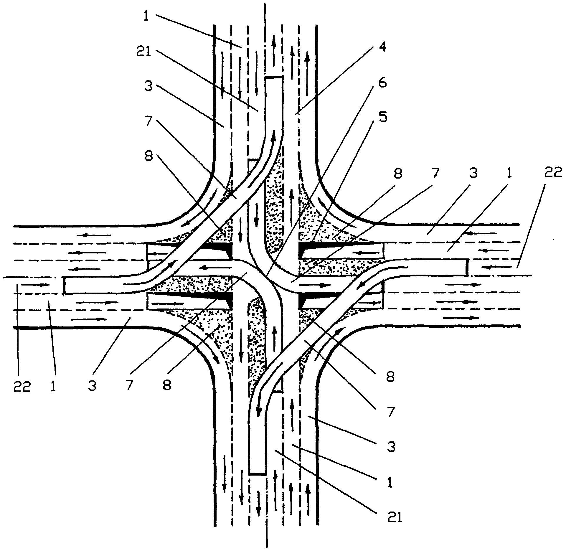 Convenient and smooth flyover crossroad traffic building without traffic light