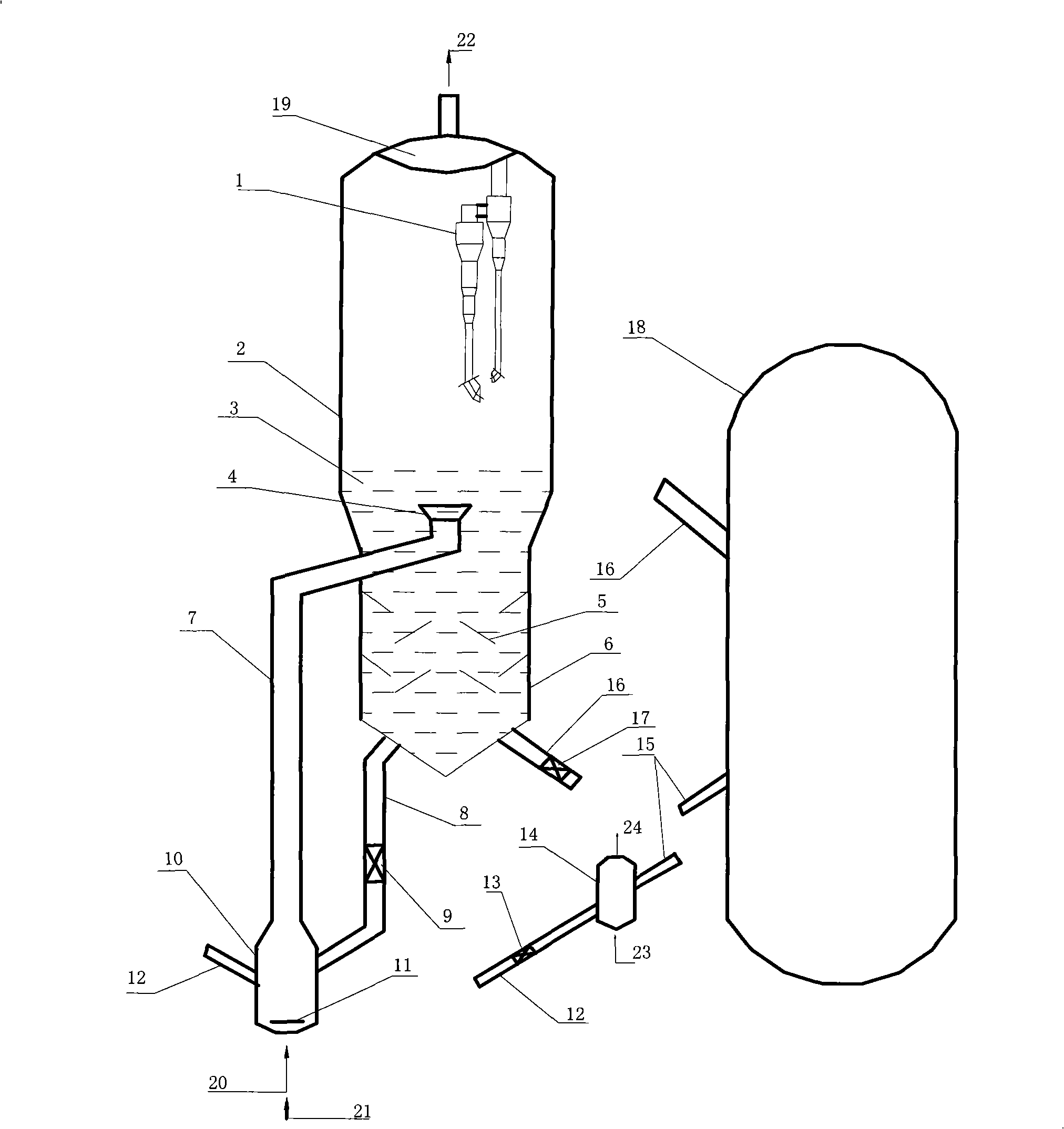 Fluidizer and fluidization method for preparing ethylene by ethanol dehydration