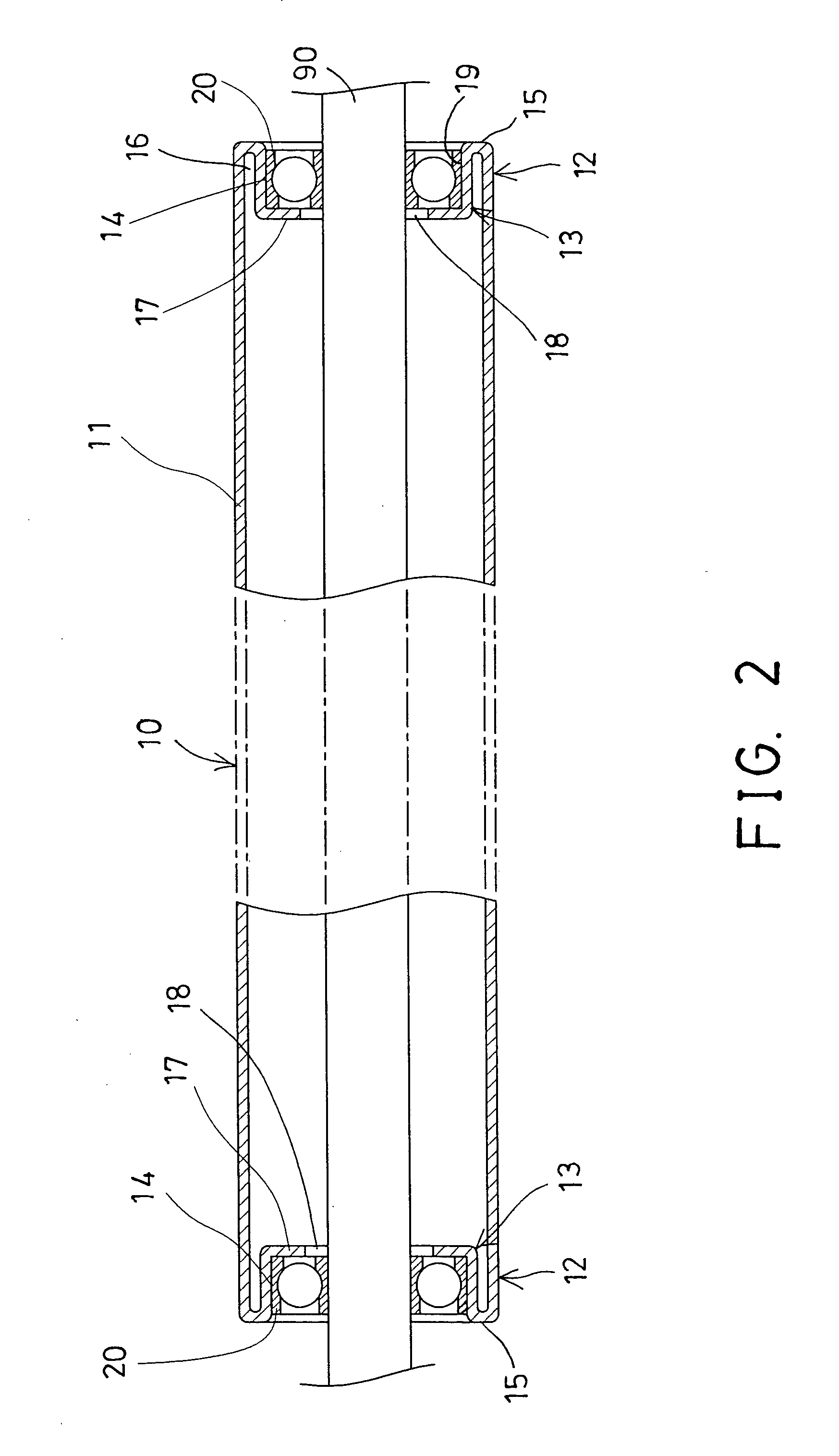 Treadmill roller device having bearing