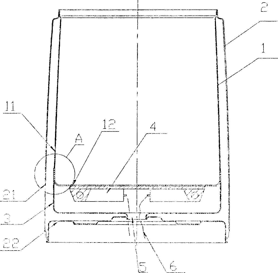 Glass liner structure of vacuum electric heating vessel