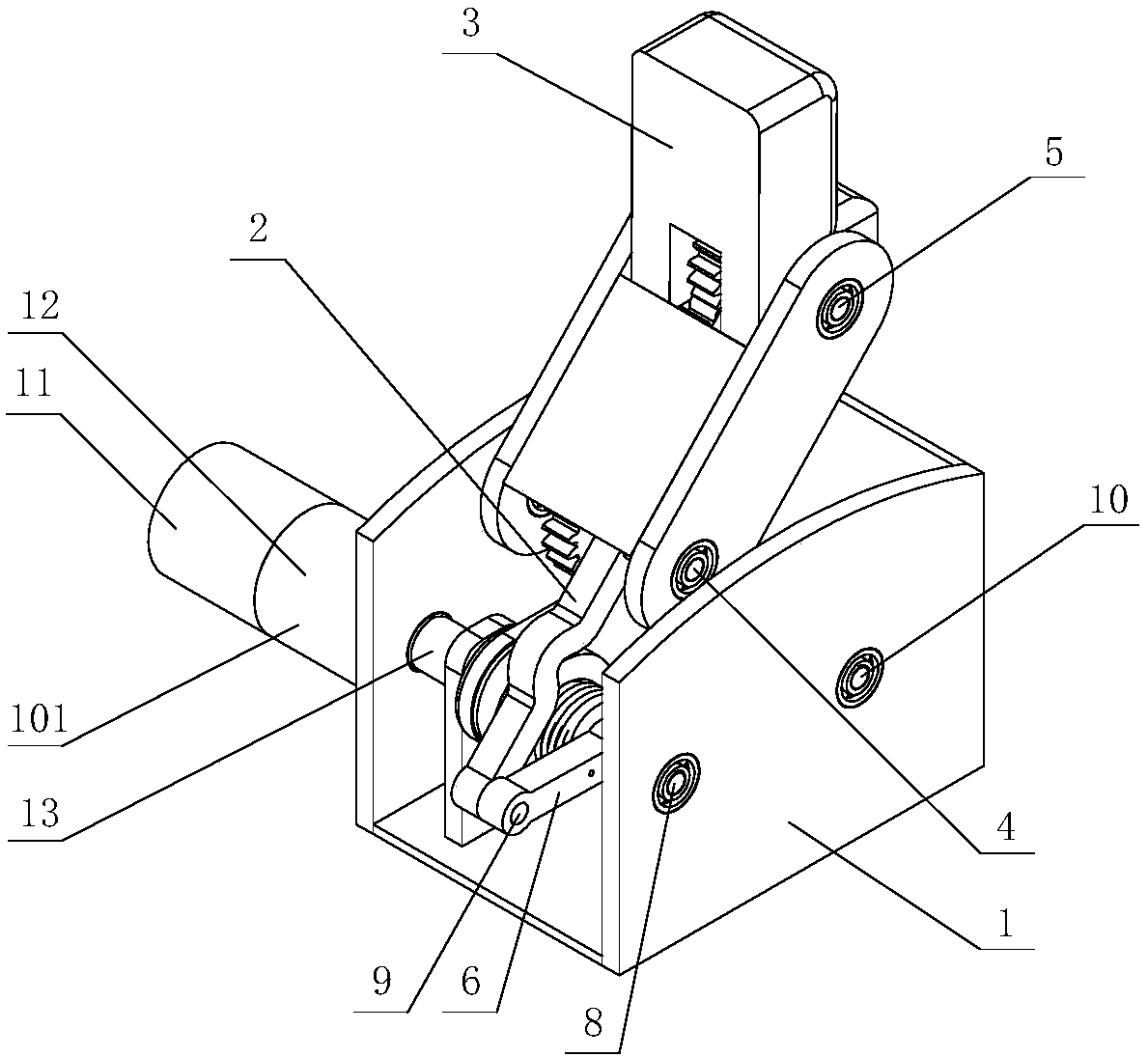 Adaptive robot finger device with linear flat clamp of empty travel transmission connecting rod