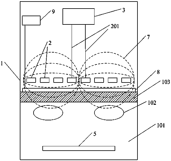 A heating component in an ICP etching device and a method for arranging the heating component