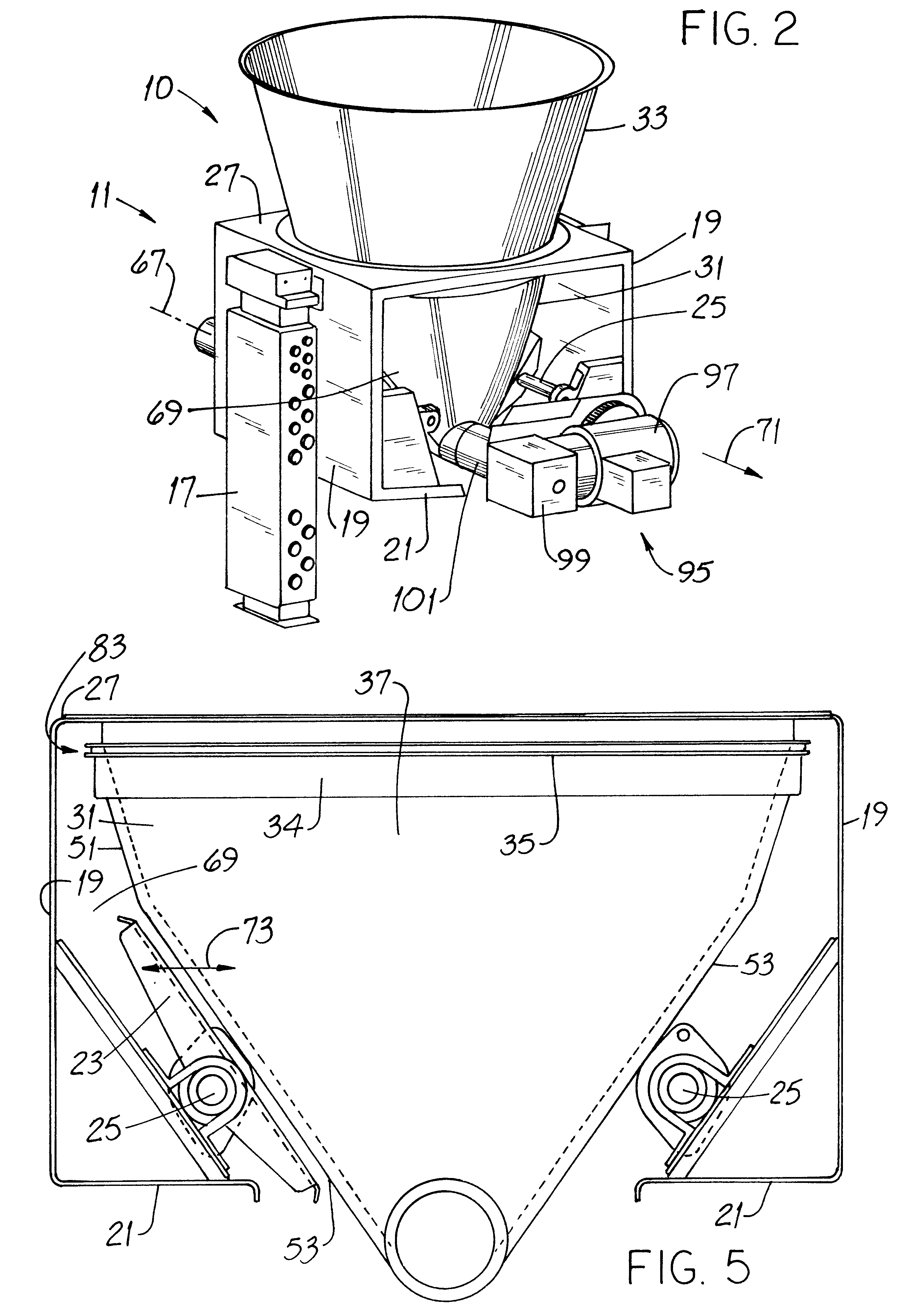 Bulk-solid metering system with laterally removable feed hopper