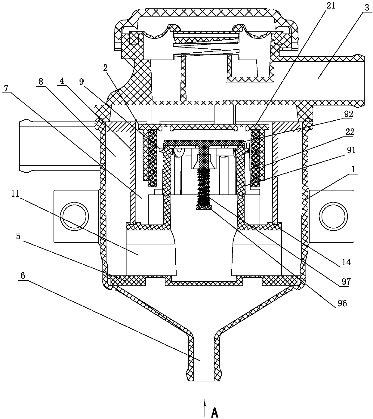 Side intake duct oil-gas separator for engine