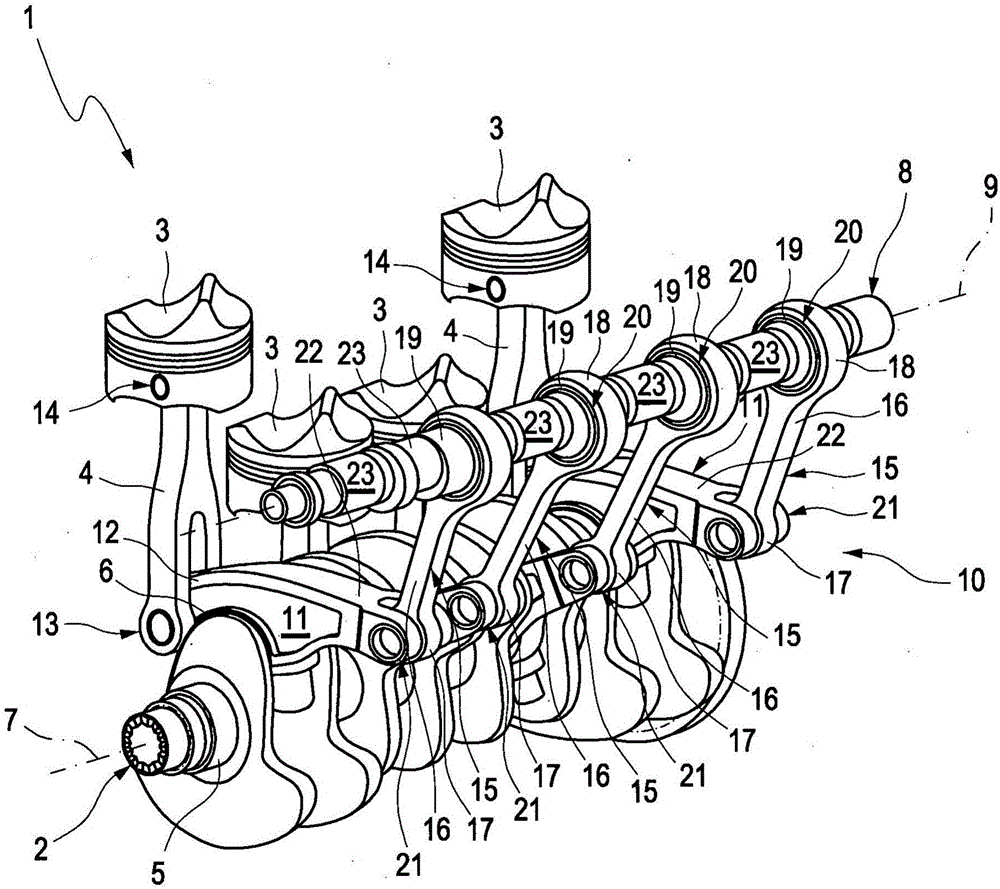 Multi-joint crank drive of an internal combustion engine and method for operating a multi-joint crank drive