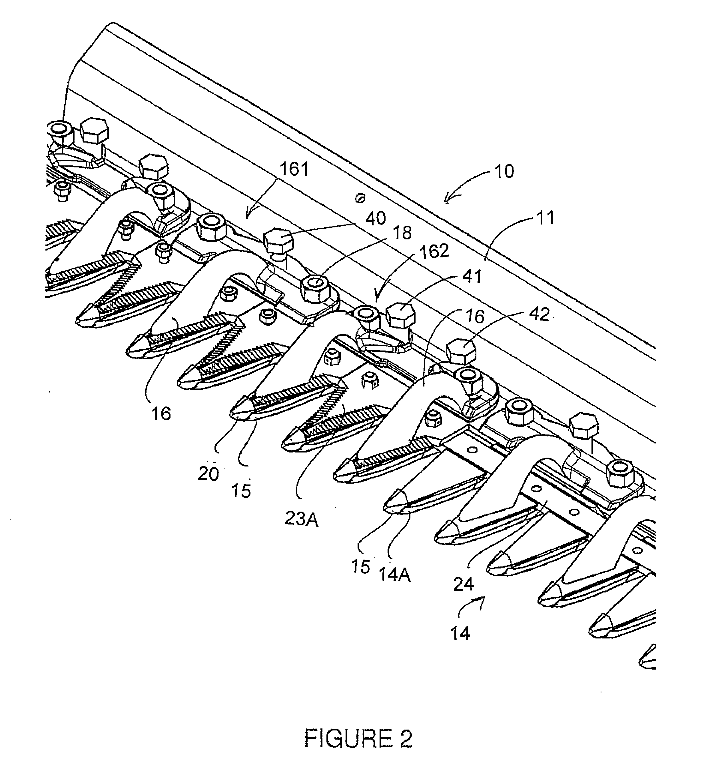 Sickle Cutter System with Blades Moving Across Wider Guard Fingers