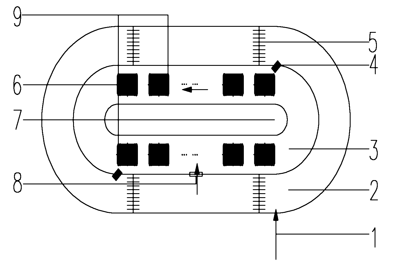 MBR wastewater treating system with double circular grooves