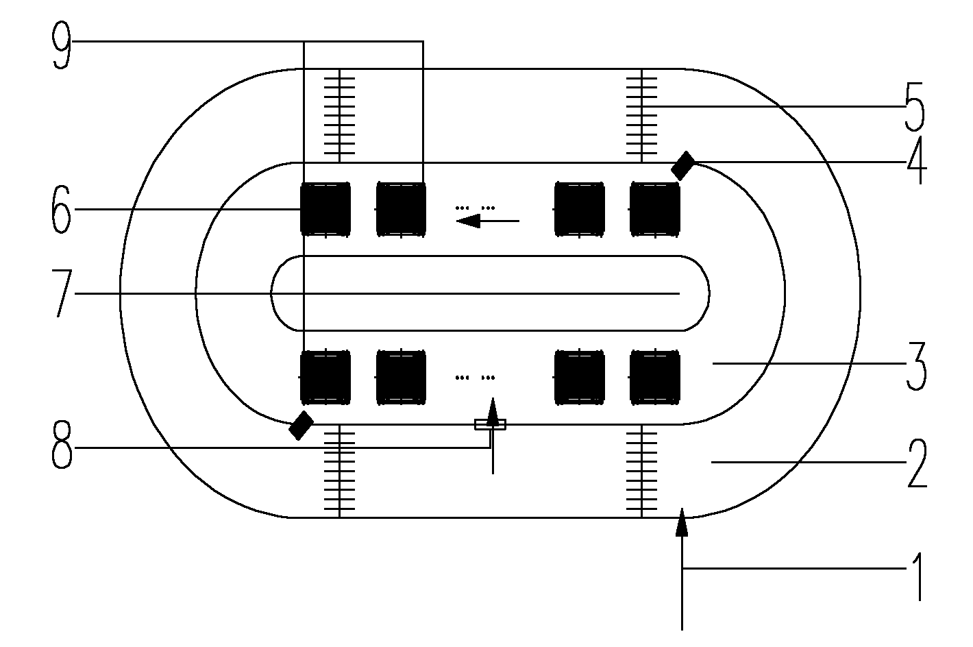 MBR wastewater treating system with double circular grooves