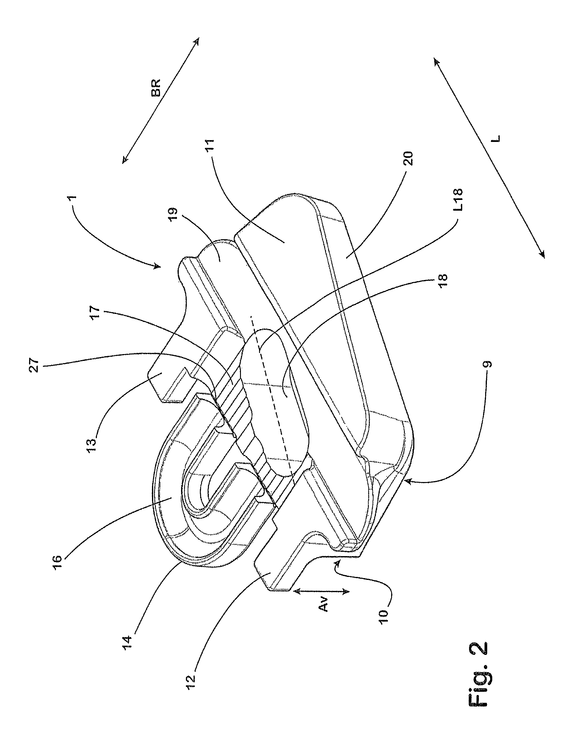 System for fastening a rail in place and fastening for a rail