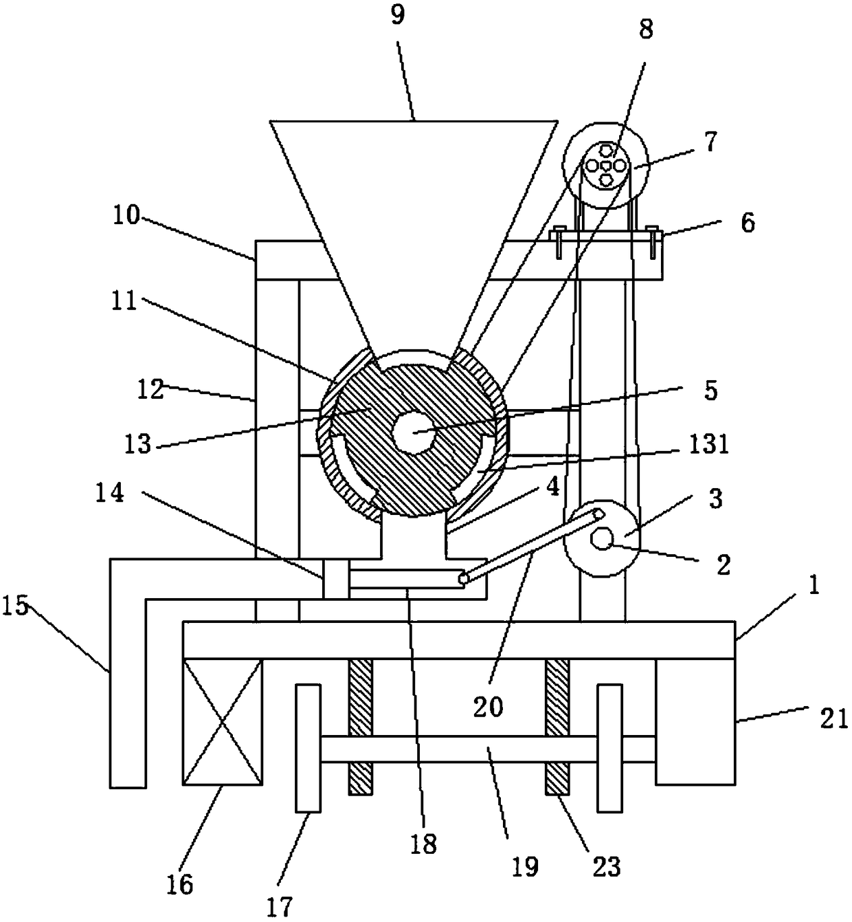 Self walking type quantitative equal-distance seeding device for agricultural production