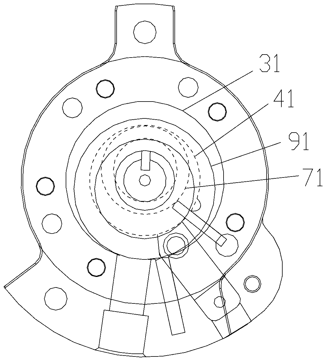 Rolling rotor compressor pump body structure and air conditioner